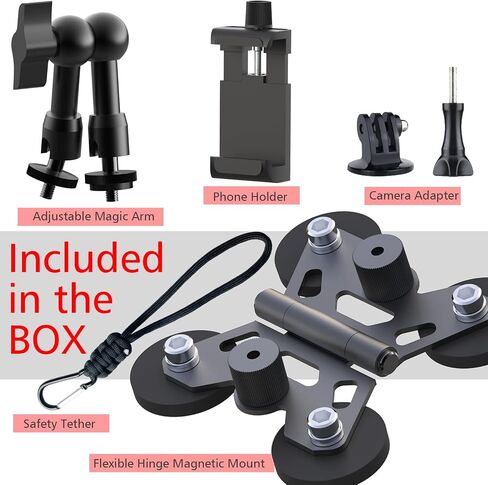 Magnetic Cell Phone Fence Mount for Universal Compatibility with Mevo Start, iPhone, GoPro & Action Cameras, Adjustable Arm with 360 Movement, Secure Magnetic Grip (Black) in Kuwait