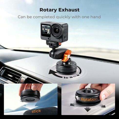 K&F CONCEPT Suction Cup Mount with Ball Head Magic Arm for Action Camera | Car Windshield Window Dash Mount Holder, 1/4" & Three-claw Adapter for GoPro Hero 13/12/11/10/9, Osmo Action 6/3/4/5 Pro XP01 in Kuwait