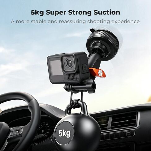 K&F CONCEPT Suction Cup Mount with Ball Head Magic Arm for Action Camera | Car Windshield Window Dash Mount Holder, 1/4" & Three-claw Adapter for GoPro Hero 13/12/11/10/9, Osmo Action 6/3/4/5 Pro XP01 in Kuwait