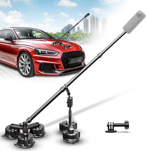 Insta 360 Car Mount, 360 Camera Car Mount Kit, 5 in 1 Suction Cup Camera Mount Kit, Compatible with GoPro, Insta 360 & Smartphones, Extra Strong Hold & Invisible Selfie Stick in Kuwait