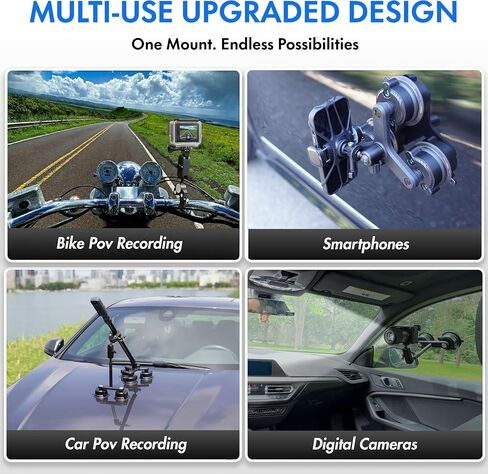 Insta 360 Car Mount, 360 Camera Car Mount Kit, 5 in 1 Suction Cup Camera Mount Kit, Compatible with GoPro, Insta 360 & Smartphones, Extra Strong Hold & Invisible Selfie Stick in Kuwait