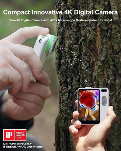 MicroCam X1 4K Digital Camera with 400X Microscope, 12.3MP BSI CMOS, Autofocus, 3.5" LCD | Compact Point and Shoot Camera for Photography | Ideal Gifts for Kids in Kuwait