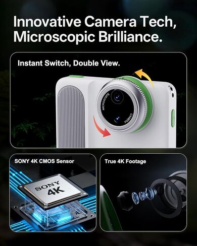 MicroCam X1 4K Digital Camera with 400X Microscope, 12.3MP BSI CMOS, Autofocus, 3.5" LCD | Compact Point and Shoot Camera for Photography | Ideal Gifts for Kids in Kuwait
