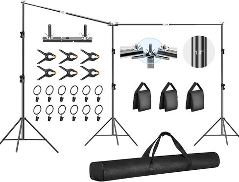 FUDESY Backdrop Stand Heavy Duty, 10x30ft Adjustable Photo Backdrop Stand | Photography Background Support System Kit with 300° Angle Rotatable Connector for Video Studio, Wedding, Parties in Kuwait
