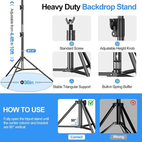 FUDESY Backdrop Stand Heavy Duty, 10x30ft Adjustable Photo Backdrop Stand | Photography Background Support System Kit with 300° Angle Rotatable Connector for Video Studio, Wedding, Parties in Kuwait