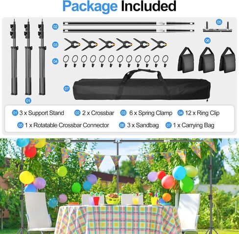 FUDESY Backdrop Stand Heavy Duty, 10x30ft Adjustable Photo Backdrop Stand | Photography Background Support System Kit with 300° Angle Rotatable Connector for Video Studio, Wedding, Parties in Kuwait