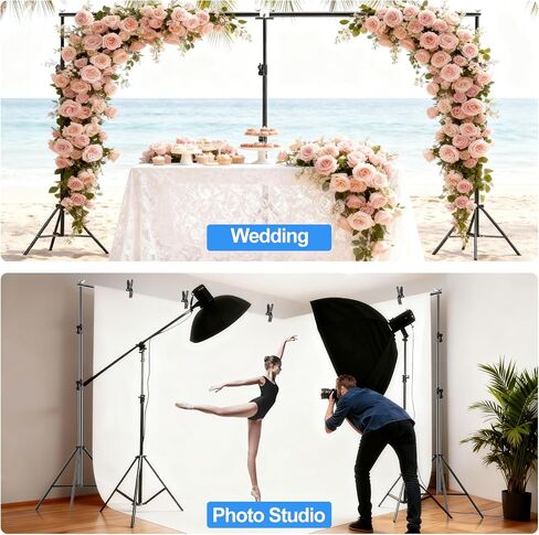 FUDESY Backdrop Stand Heavy Duty, 10x30ft Adjustable Photo Backdrop Stand | Photography Background Support System Kit with 300° Angle Rotatable Connector for Video Studio, Wedding, Parties in Kuwait