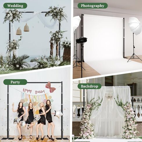 EMART 8.9x10ft Heavy Duty Backdrop Stand Frame with Adjustable Pipe,Black | Heavy duty adjustable metal frame with stable flat base, suitable for weddings, birthdays and banquet party decorations in Kuwait