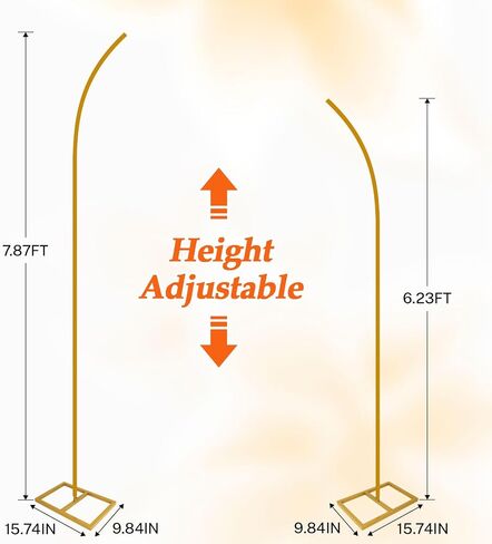 Balloon Arch Stand Kit, Balloon Arch Stand Set of 2 with Metal 7.8FT & 6.2FT Metal Half Gold Wedding Flower Backdrop Stand for Proposal Anniversary Bridal Shower Background Party Decorations in Kuwait