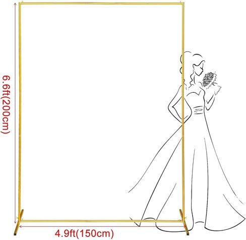 Metal Wedding Arch Backdrop Stand 6.6x5 FT Gold Square Balloon Arch Frame for Wedding, Birthday Party, Baby Shower Ceremony Decoration in Kuwait
