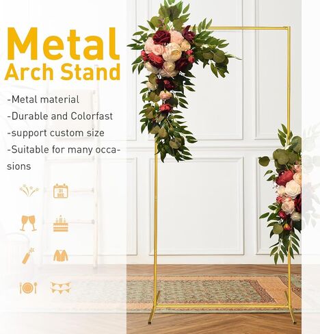Metal Wedding Arch Backdrop Stand 6.6x5 FT Gold Square Balloon Arch Frame for Wedding, Birthday Party, Baby Shower Ceremony Decoration in Kuwait