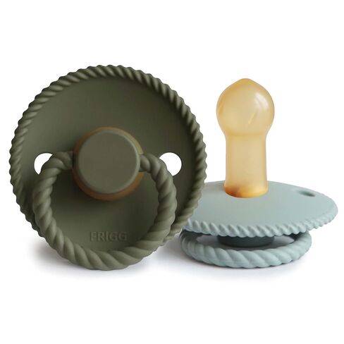 FRIGG Rope Natural Rubber Baby Pacifier | Made in Denmark | BPA-Free (Olive/Sage, 6-18 Months) in Kuwait