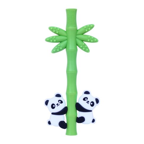 Baby Teether Toy Panda Shape Silicone Teething Toys for Babies 0-24 Months, Chew Toys for Infants Teething Relief, Hollow Tube Toothbrush Head for Gum Massage and Self-Brushing Training, Easy to Grip in Kuwait