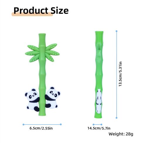 Baby Teether Toy Panda Shape Silicone Teething Toys for Babies 0-24 Months, Chew Toys for Infants Teething Relief, Hollow Tube Toothbrush Head for Gum Massage and Self-Brushing Training, Easy to Grip in Kuwait