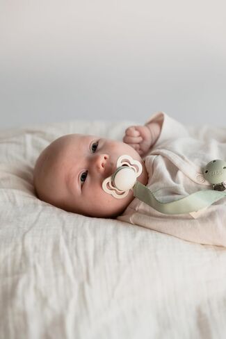BIBS Pacifiers - Supreme Collection | BPA-Free Symmetrical Nipple | Natural Rubber Latex | Made in Denmark | Set of 2 Ivory/Sage Color Premium Soothers | Size 6-18 Months | Natural Rubber | Size 2 | BPA-Free | Made in Denmark | High Nipple Acceptance | Ai in Kuwait