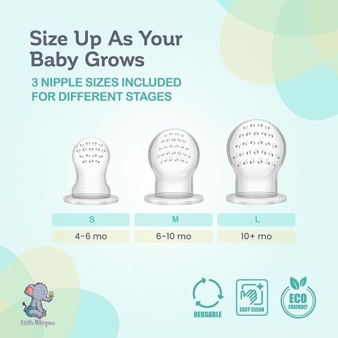 LittleWhispers Baby Fruit & Food Feeder Pacifier - Pacifier Feeders for Fresh Fruit or Frozen Breastmilk - Infant Teething Relief - Set of 2 in Kuwait