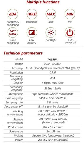 TA8123 200000Lux Digital Illuminance Lux Meter Display | Wide-range sensor measures illuminance in Lux or FC with clear display, data hold and portable operation in Kuwait