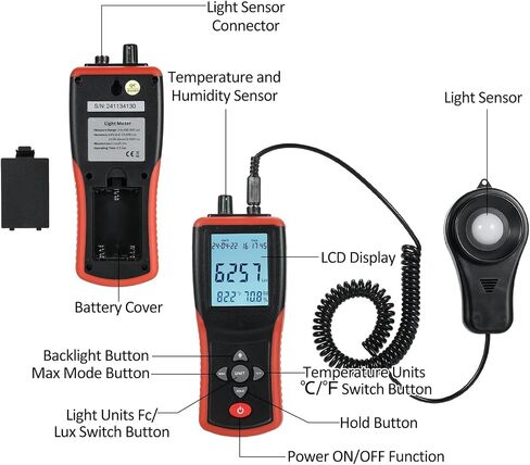 TL-603 Digital Illuminance Lux Meter LCD Display High Precision | Wide-range sensor measures illuminance in Lux or FC with clear display, data hold and portable operation in Kuwait