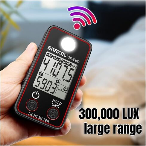 0.5-300000Lux Digital Illuminance Lux Meter Temperature Display | Wide-range sensor measures illuminance in Lux or FC with clear display, data hold and portable operation in Kuwait