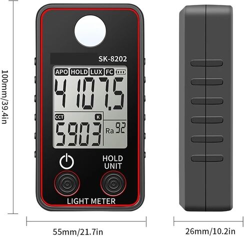 0.5-300000Lux Digital Illuminance Lux Meter Temperature Display | Wide-range sensor measures illuminance in Lux or FC with clear display, data hold and portable operation in Kuwait