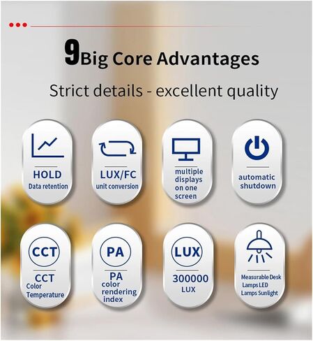 0.5-300000Lux Digital Illuminance Lux Meter Temperature Display | Wide-range sensor measures illuminance in Lux or FC with clear display, data hold and portable operation in Kuwait