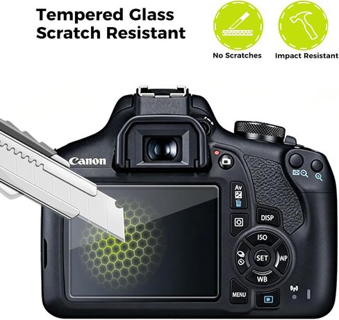4-Pack for Canon EOS Rebel T7 T6 T5 2000D Camera Screen Protector,0.3mm Ultra-Thin 9H Hardness Tempered Glass, Full Coverage, LCD Display Film, HD Clear, Anti-Scratch, Bubble-Free in Kuwait