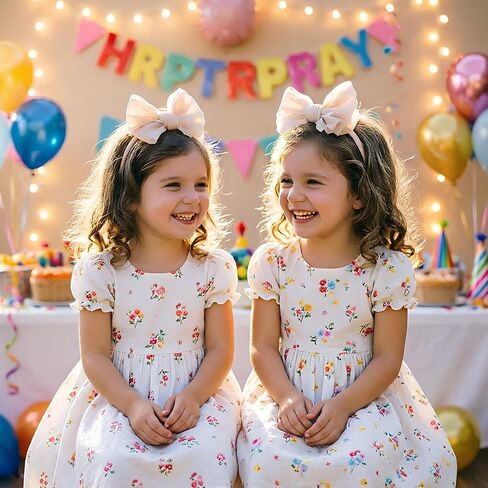 5PCS Baby Girl Bow Headbands Soft Stretchy Nylon Hair Bows for Newborn Infant Toddler Cute Solid Color Bowknot Headwear for Party Photo Props Gifts(Mixed, Elastic) in Kuwait