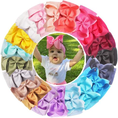 20Colors Baby Girls Headbands 6Inch Big Bows for Newborns Infants Toddlers in Kuwait