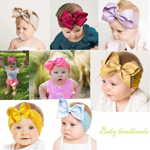 20Colors Baby Girls Headbands 6Inch Big Bows for Newborns Infants Toddlers in Kuwait