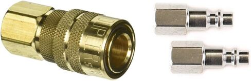 Milton (S-715) 1/4" FNPT Female M-Style KWIK-CHANGE Coupler, Red & Primefit IP1414FS-2 1/4-Inch Industrial Steel Plug Set with 1/4-Inch Female NPT, 2-Piece in Kuwait