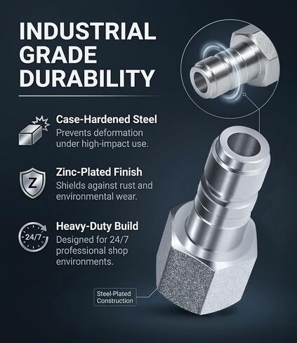 S-1818 1/2" FNPT G Style Plugs (5-Piece Set), Heavy Duty Case-Hardened Steel Air Compressor Fittings, High Flow Pneumatic Plug Compatible with G Style Couplers (99 SCFM, 300 PSI) in Kuwait