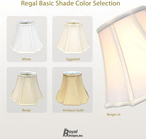 Royal Designs, Inc. Flare Bottom Outside Corner Scallop Lamp Shade, BS-701-14WH, White, 8 x 14 x 11 in Kuwait
