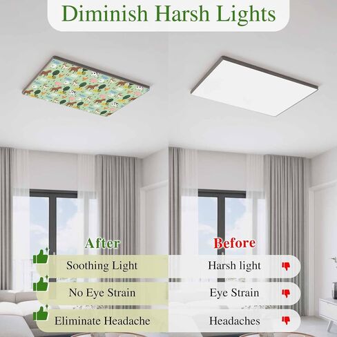 Cartoon Farm Magnetic Fluorescent Light Covers for Ceiling Lights 2x4 Ft,Funny Cow Horse Sheep Pig Chicken Trees Office Classroom Kitchen Drop Ceiling Light Covers Lighting Filters Shade Panel 3 Packs in Kuwait