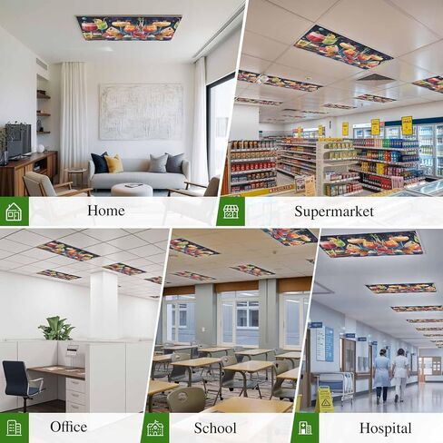 Cartoon Cupcakes Magnetic Fluorescent Light Covers for Ceiling Lights 2x4 Ft, Funny Cute Food Starry Sky Blue Office Classroom Kitchen Drop Ceiling Light Covers Lighting Filters Shade Panel 2 Packs in Kuwait