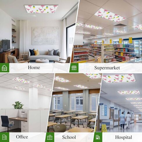 Pink Flamingo Tropical Magnetic Fluorescent Light Covers for Ceiling Lights 2x4 Ft,Summer Pineapple Funny Cartoon Office Classroom Kitchen Drop Ceiling Light Covers Lighting Filters Shade Panel 2Packs in Kuwait