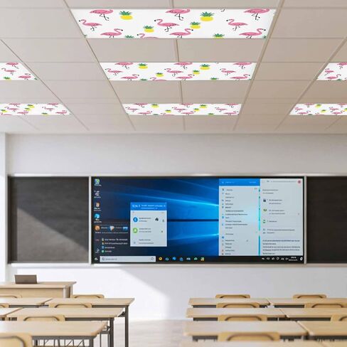 Pink Flamingo Tropical Magnetic Fluorescent Light Covers for Ceiling Lights 2x4 Ft,Summer Pineapple Funny Cartoon Office Classroom Kitchen Drop Ceiling Light Covers Lighting Filters Shade Panel 2Packs in Kuwait