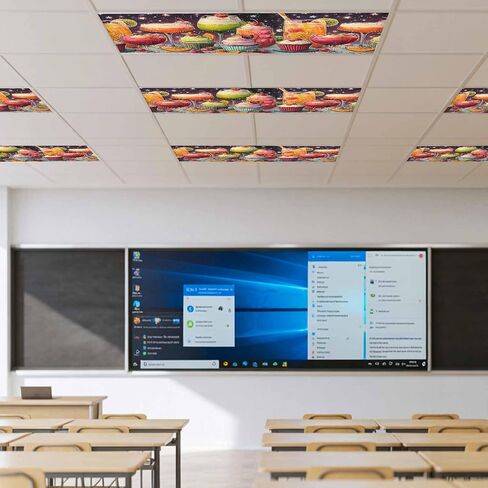 Cartoon Cupcakes Magnetic Fluorescent Light Covers for Ceiling Lights 2x4 Ft, Funny Cute Food Starry Sky Pink Office Classroom Kitchen Drop Ceiling Light Covers Lighting Filters Shade Panel 2 Packs in Kuwait