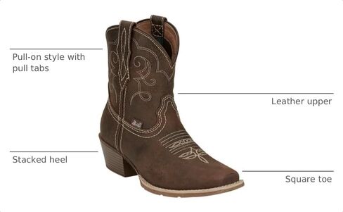 Justin Women's Women's San Jose Western Booties Square Toe Dark Brown 7 1/2 M US in Kuwait