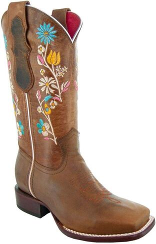 Soto Boots Women's Daisy Floral Embroidery Square Toe Cowgirl Boots M9001 in Kuwait