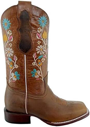 Soto Boots Women's Daisy Floral Embroidery Square Toe Cowgirl Boots M9001 in Kuwait