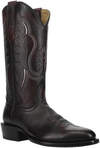 R. Watson Men's Black Cherry Brush Off Round Toe Cowboy Boot in Kuwait