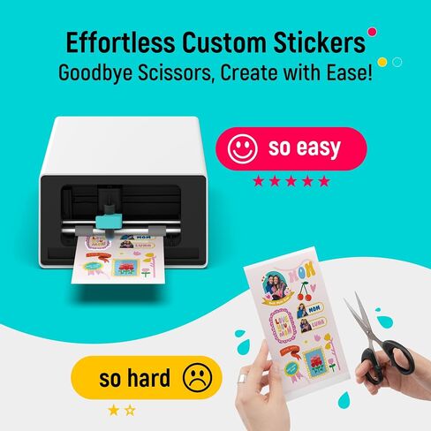 Liene PixCut S1 Color Sticker Printer & Cutting Machine - All-in-One Sticker Maker for DIY Crafts, Custom Labels & Gifts. Thermal Dye-Sublimation Photo Printer, 300 DPI, Precise AI Auto-Cutting in Kuwait