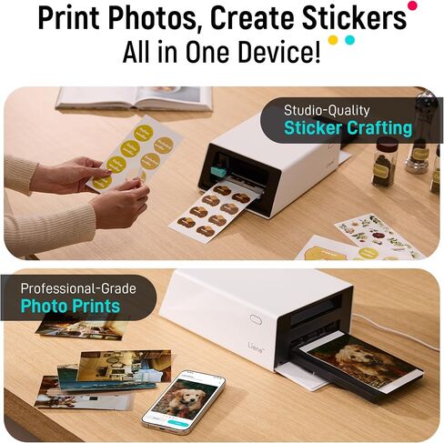 Liene PixCut S1 Color Sticker Printer & Cutting Machine - All-in-One Sticker Maker for DIY Crafts, Custom Labels & Gifts. Thermal Dye-Sublimation Photo Printer, 300 DPI, Precise AI Auto-Cutting in Kuwait