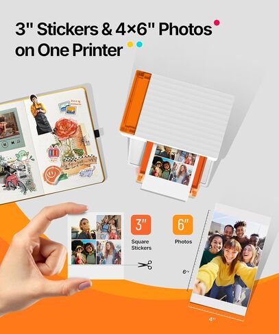 Liene M110 4x6'' & 3x3 Photo Sticker Printer Bundle (60 pcs Photo+60 pcs Sticker+3 Ink Cartridges), Bluetooth Portable Picture Printer for iPhone, Android, Smartphone, Computer, Dye-Sublimation in Kuwait