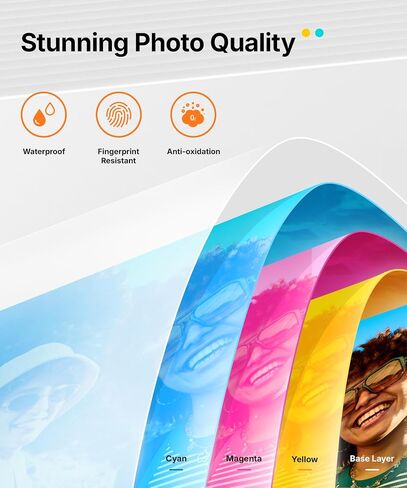 Liene M110 4x6'' & 3x3 Photo Sticker Printer Bundle (60 pcs Photo+60 pcs Sticker+3 Ink Cartridges), Bluetooth Portable Picture Printer for iPhone, Android, Smartphone, Computer, Dye-Sublimation in Kuwait