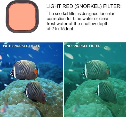 GEPULY Underwater Filter for GoPro Hero 13 12 11 10 9 8 Official Housing | 5X Close-Up Diving Filter 12-85FT Red Light Red Magenta Filter For Scuba Snorkel Freshwater Lake Acrylic Tether Prevents Loss in Saudi Arabia