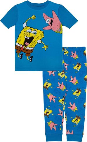 Nickelodeon Boys' 2-piece Snug-fit Matching Short-Sleeve Cotton Pajama Set, Soft & Cute for Kids in Kuwait
