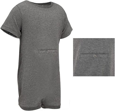 SpecialKids.Company Kids Adaptive Short Sleeve Bodysuit, Tube Access | Special needs bodysuit for kids and teens, tube access for feeding tubes, snap crotch closure, reinforced crotch, tag free in Kuwait