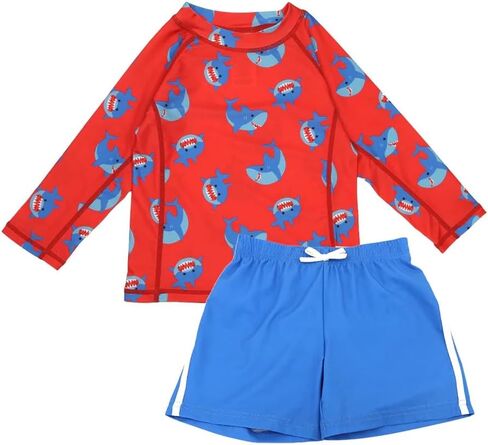 ZOOCCHINI Baby & Toddler Boys Swim Set – UPF 50+ Protection – Long Sleeve Rash Guard Shirt and Trunks in Kuwait