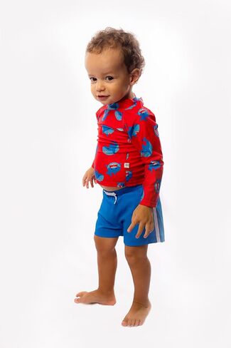 ZOOCCHINI Baby & Toddler Boys Swim Set – UPF 50+ Protection – Long Sleeve Rash Guard Shirt and Trunks in Kuwait